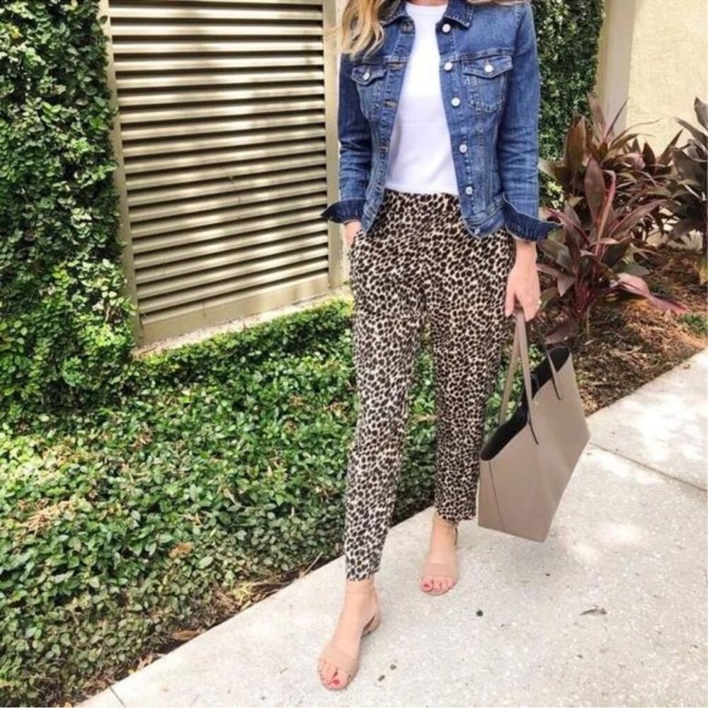 -J Crew Jamie Leopard Pull-On, Cropped Pant, Size 6